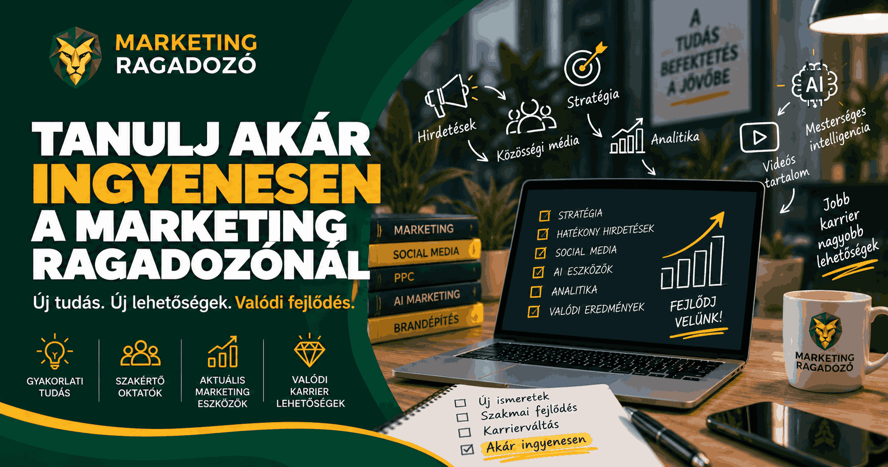 Tanulj akár ingyenesen – online marketing képzést a Marketing Ragadozónál